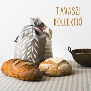 Kenyértartó zsák BÉLELT, KICSI, szitanyomott lenvászon, pékáru, frissentartó, középszürke zero waste, környezetbarát - Meska.hu