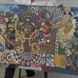 �Színházban, Művészet, Festmény, Akril, , MESKA