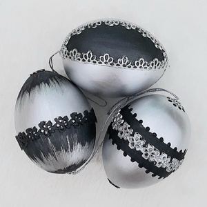 Metál húsvéti tojás 3 db ezüst, Otthon & Életmód, Dekoráció, Fali és függő dekoráció, Függődísz, Festett tárgyak, MESKA