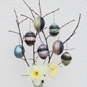 Metál húsvéti tojás 6 db vegyes - otthon & életmód - dekoráció - fali és függő dekoráció - függődísz - Meska.hu