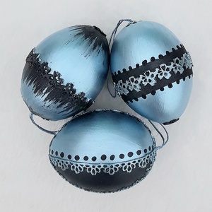 Metál húsvéti tojás 3 db kék, Otthon & Életmód, Dekoráció, Fali és függő dekoráció, Függődísz, Festett tárgyak, MESKA