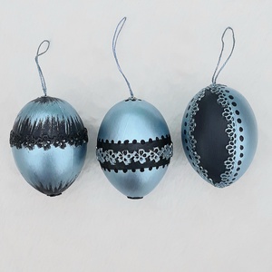 Metál húsvéti tojás 3 db kék - otthon & életmód - dekoráció - fali és függő dekoráció - függődísz - Meska.hu
