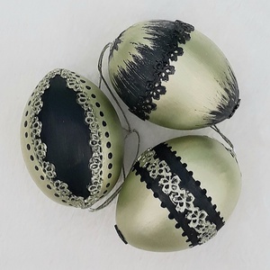 Metál húsvéti tojás 3 db zöld - Meska.hu