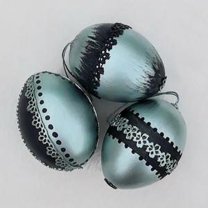 Metál húsvéti tojás 3 db türkiz - Meska.hu