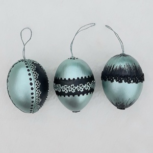 Metál húsvéti tojás 3 db türkiz - otthon & életmód - dekoráció - fali és függő dekoráció - függődísz - Meska.hu