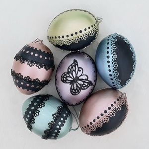 Metál húsvéti tojás 6 db vegyes - Meska.hu