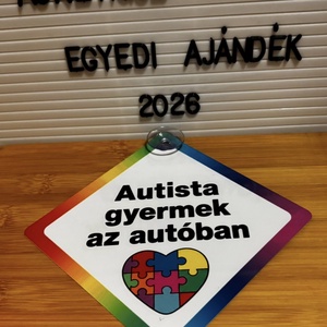 Figyelem felkeltő autós tábla (autista gyermek) - Meska.hu