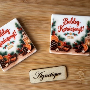 Karácsonyi kerámia hűtőmágnes - otthon & életmód - konyhafelszerelés, tálalás - konyhai dekoráció - hűtőmágnes - Meska.hu
