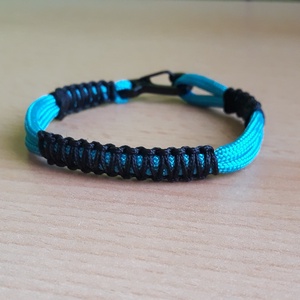 Fekete-türkizkék vékony paracord karkötő - Meska.hu