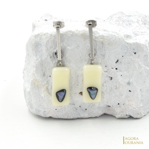 QUADRAT FUSING ÜVEGÉKSZER NO. 69, Ékszer, Fülbevaló, Lógó fülbevaló, Ékszerkészítés, Üvegművészet, MESKA