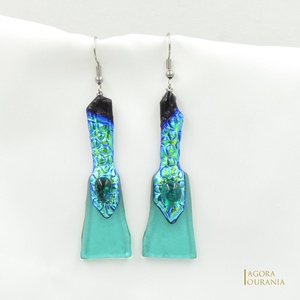 DICHROIC FUSING ÜVEGÉKSZER NO. 72 - ékszer - fülbevaló - lógó fülbevaló - Meska.hu