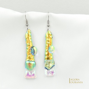 DICHROIC FUSING ÜVEGÉKSZER NO. 71, Ékszer, Fülbevaló, Lógó fülbevaló, Ékszerkészítés, Üvegművészet, MESKA