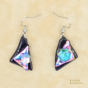 DICHROIC FUSING ÜVEGÉKSZER NO. 100 pink kék - ékszer - ékszerszett - Meska.hu