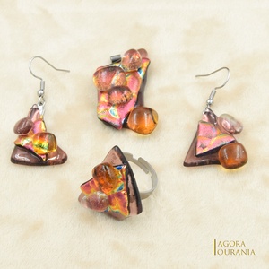 DICHROIC FUSING ÜVEGÉKSZER NO. 100 padlizsán barna, Ékszer, Ékszerszett, Ékszerkészítés, Üvegművészet, MESKA