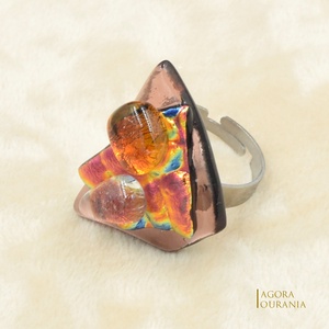 DICHROIC FUSING ÜVEGÉKSZER NO. 100 padlizsán barna - ékszer - ékszerszett - Meska.hu