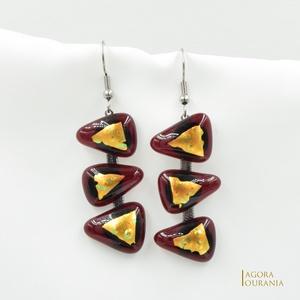 QUADRAT FUSING ÜVEGÉKSZER NO. 40, Ékszer, Fülbevaló, Lógó fülbevaló, Ékszerkészítés, Üvegművészet, MESKA