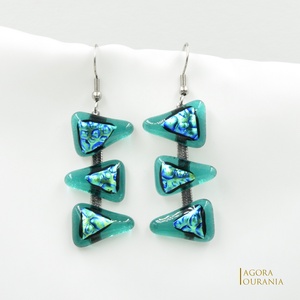 QUADRAT FUSING ÜVEGÉKSZER NO. 40 - ékszer - fülbevaló - lógó fülbevaló - Meska.hu