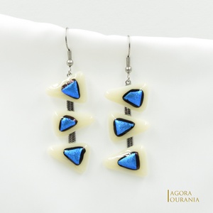 QUADRAT FUSING ÜVEGÉKSZER NO. 42, Ékszer, Fülbevaló, Lógó fülbevaló, Ékszerkészítés, Üvegművészet, MESKA