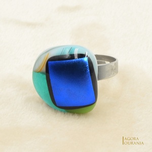 QUADRAT FUSING ÜVEGÉKSZER NO. 20, Ékszer, Gyűrű, Statement gyűrű, Ékszerkészítés, Üvegművészet, MESKA