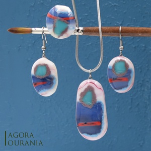 IKEBANA-DO FUSING ÜVEGÉKSZER NO. 11, Ékszer, Fülbevaló, Lógó fülbevaló, Ékszerkészítés, Üvegművészet, MESKA