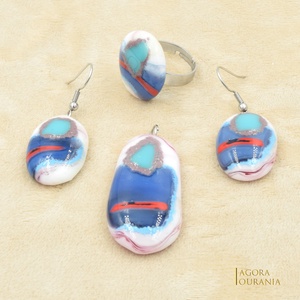 IKEBANA-DO FUSING ÜVEGÉKSZER NO. 11 - ékszer - fülbevaló - lógó fülbevaló - Meska.hu