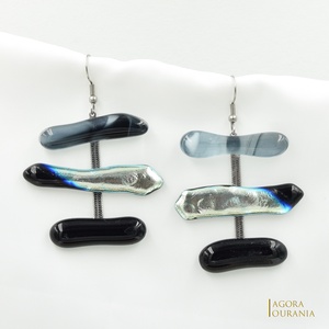 QUADRAT FUSING ÜVEGÉKSZER NO. 23 - ékszer - fülbevaló - lógó fülbevaló - Meska.hu