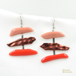 QUADRAT FUSING ÜVEGÉKSZER NO. 23, Ékszer, Fülbevaló, Lógó fülbevaló, Ékszerkészítés, Üvegművészet, MESKA