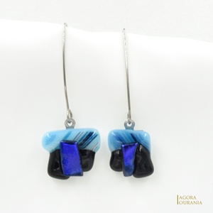 QUADRAT FUSING ÜVEGÉKSZER NO. 62, Ékszer, Fülbevaló, Lógó fülbevaló, Ékszerkészítés, Üvegművészet, MESKA