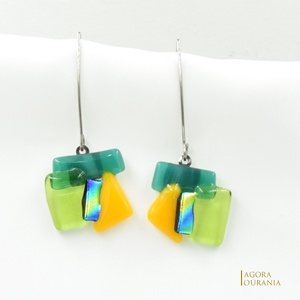 QUADRAT FUSING ÜVEGÉKSZER NO. 62 - ékszer - fülbevaló - lógó fülbevaló - Meska.hu