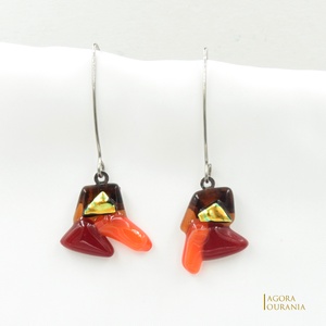 QUADRAT FUSING ÜVEGÉKSZER NO. 62 - ékszer - fülbevaló - lógó fülbevaló - Meska.hu