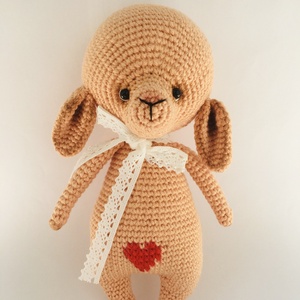 Horgolt nyuszi szívecskével - amigurumi nyúl szívvel - horgolt kisnyuszi prémium minőségben, Játék & Sport, Plüssállat & Játékfigura, Nyuszi, Horgolás, Varrás, MESKA