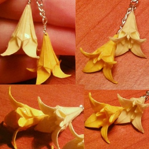 Origami, sárga liliomos fülbevaló -  - Meska.hu