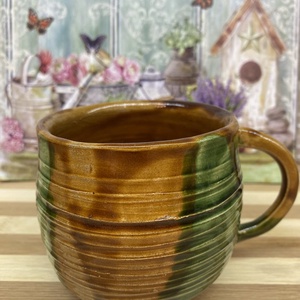 Zöld- barna átmenetes bögre - otthon & életmód - konyhafelszerelés, tálalás - tálalás - bögre & csésze - Meska.hu