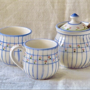 Méz tartó kerámia edény, két bögrével - otthon & életmód - konyhafelszerelés, tálalás - konyhai tárolás - fűszertartó - Meska.hu