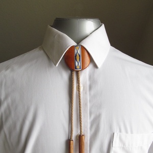 Bolo nyakkendő, kék írókás, sárga betéttel - Meska.hu