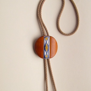 Bolo nyakkendő, kék írókás, sárga betéttel - ruha & divat - férfi ruha - nyakkendő - Meska.hu