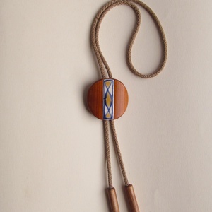 Bolo nyakkendő, kék írókás, sárga betéttel - ruha & divat - férfi ruha - nyakkendő - Meska.hu