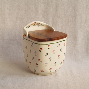 Kerámia sótartó, cukortartó fa fedéllel - otthon & életmód - konyhafelszerelés, tálalás - konyhai tárolás - fűszertartó - Meska.hu