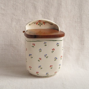 Kerámia sótartó, cukortartó fa fedéllel, virágos díszítéssel - Meska.hu