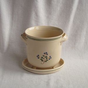 Evőeszköz szárító,  mélyített díszítéssel, kék festett virágokkal - táska & tok - uzsonna- & ebéd tartó - evőeszköz tartó - Meska.hu