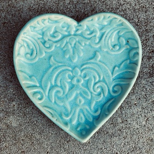 Türkizkék kerámia szív - Meska.hu