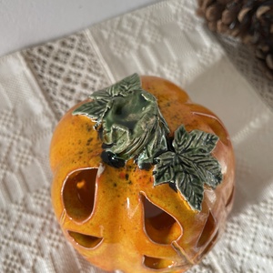 Kézzel Készített Kerámia Tök Lámpás  - otthon & életmód - dekoráció - halloween - halloweeni tök és lámpás - Meska.hu
