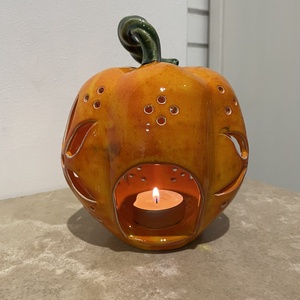 Kézzel Készített Kerámia Tök Lámpás  - otthon & életmód - dekoráció - halloween - halloweeni tök - Meska.hu