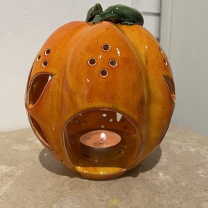 Kézzel Készített Kerámia Tök Lámpás  - otthon & életmód - dekoráció - halloween - halloweeni tök - Meska.hu