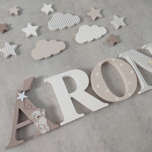 Natúr stílusú dekor betűk, baba betűk, neves dekoráció + AJÁNDÉK kiegészítők - otthon & életmód - babaszoba, gyerekszoba - babaszoba, gyerekszoba - Meska.hu