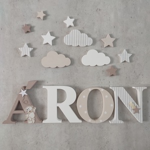 Natúr stílusú dekor betűk, baba betűk, neves dekoráció + AJÁNDÉK kiegészítők - otthon & életmód - babaszoba, gyerekszoba - babaszoba, gyerekszoba - Meska.hu