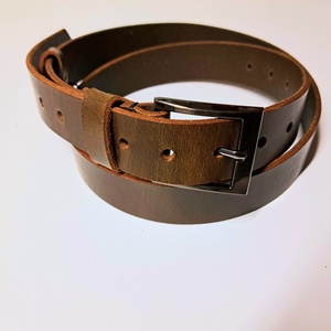Bőr öv- oliva- 130 cm - ruha & divat - öv & övcsat - öv - Meska.hu