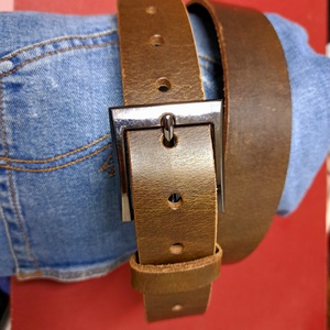 Bőr öv- oliva- 130 cm - ruha & divat - öv & övcsat - öv - Meska.hu