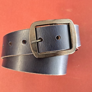 Bőr öv- sötétkék- 120 cm - Meska.hu