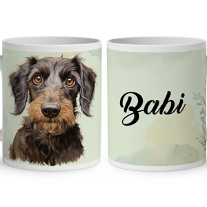 Névvel kérhető - Drótszőrű tacskó portré mintás bögre, Otthon & Életmód, Konyhafelszerelés, tálalás, Tálalás, Bögre & Csésze, , MESKA